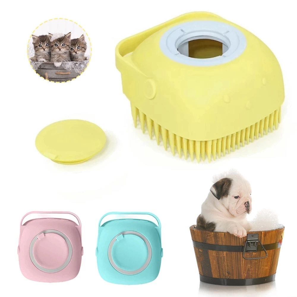 Portable Shower Massage Silicone Rubber Dog Brush, Cleaning Washing Pet Bathing Tool Dog Bath