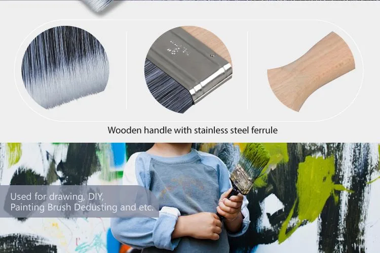 MSN Synthetic Bristle Paintbrush Filament Wooden Handle Paint Brush with Stainless Steel Ferrule