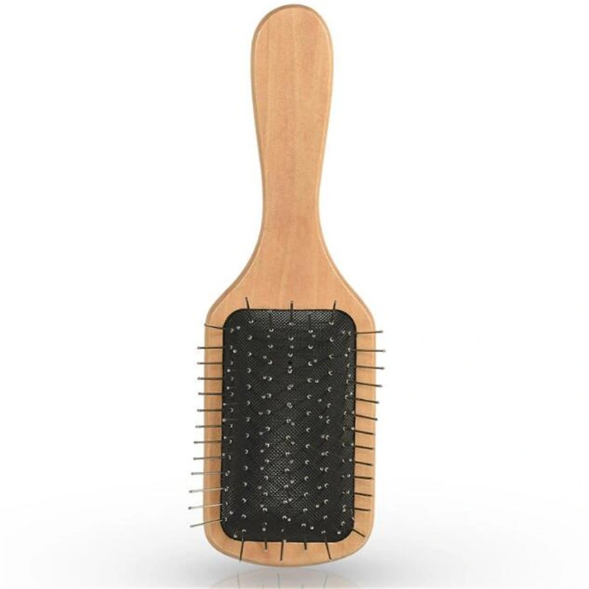 High Quality Air Cushion Metal Pin Paddle Natural Wooden Hair Brush