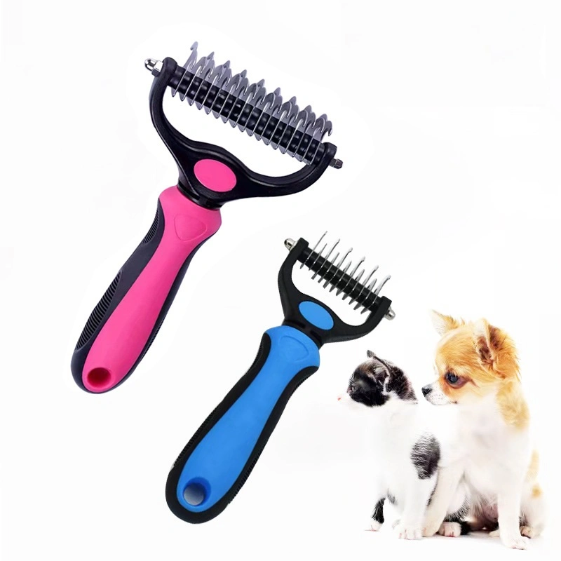 2 Sided Undercoat Rake Pet Grooming Tool Dog Hair Removal Comb