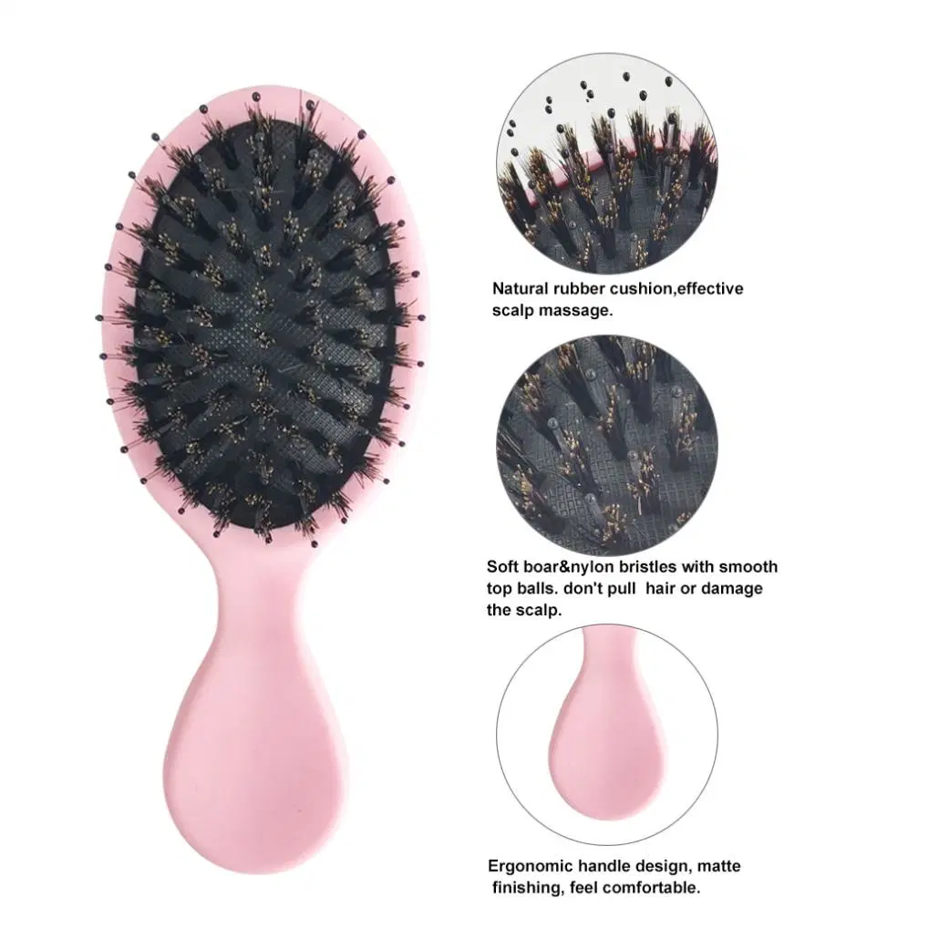 Rubber Finish Soft Touch Bristle&Nylon Pins Kids Hair Brush