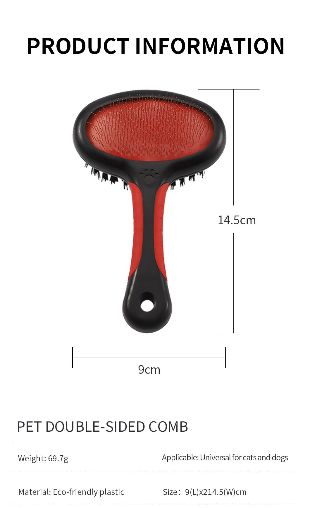 Pet Brush Double Side Bristle and Stainless Steel Pins Grooming Dog Brush with Custom Logo Manufacturer