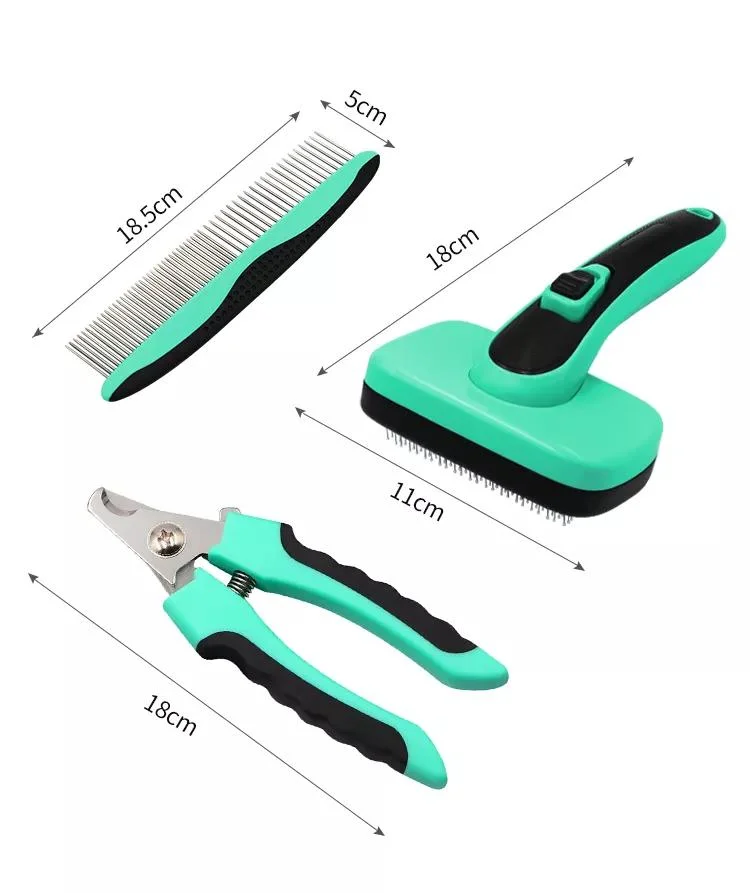 Wholesale Pet Self-Clean Hair Professional Pet Grooming Brush Long Tooth Undercoat Pet Flea Comb Dog and Cat Nail Clipper Set Dematting Comb for Pets Grooming