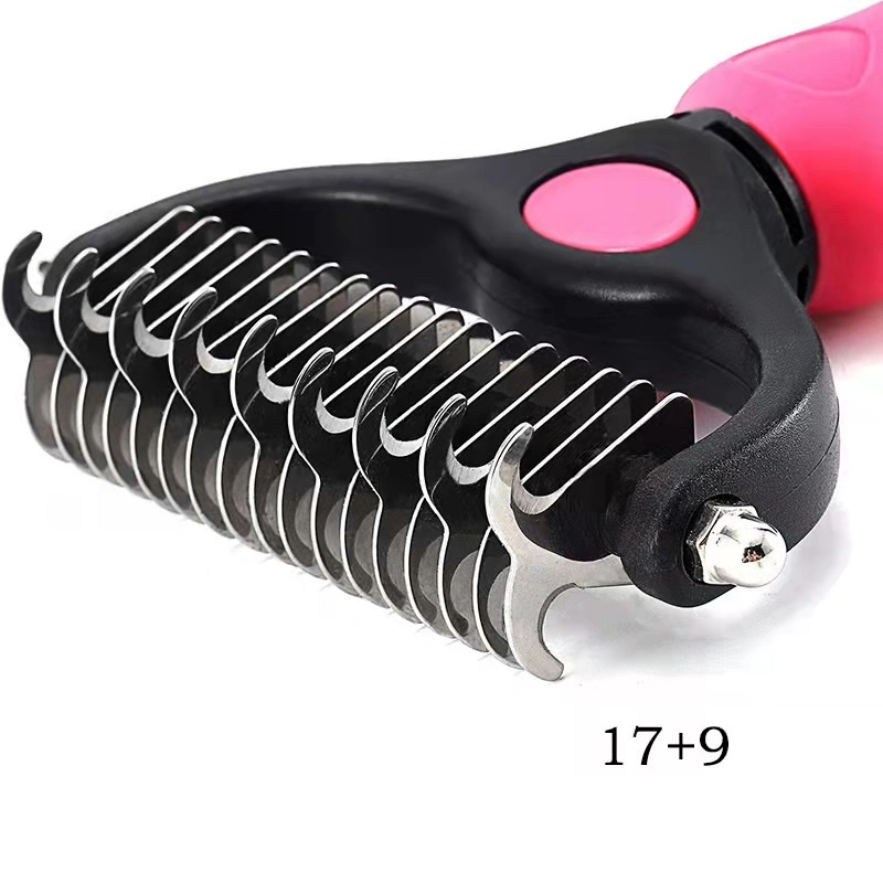 2 Sided Undercoat Rake Pet Grooming Tool Dog Hair Removal Comb
