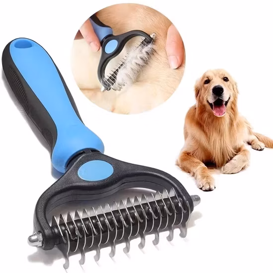 2 Sided Undercoat Rake Pet Grooming Tool Dog Hair Removal Comb
