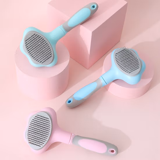 New Pet Grooming Comb Hair Removal Self Cleaning Stainless Steel Grooming Tool Dog Cat Deshedding Brush